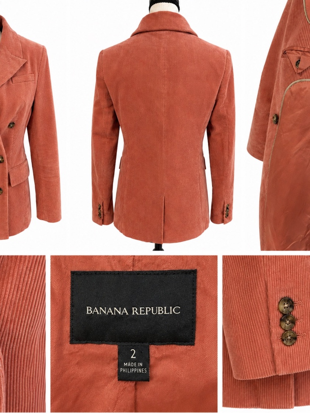 Banana Republic Women's Rust-Orange Corduroy Blazer